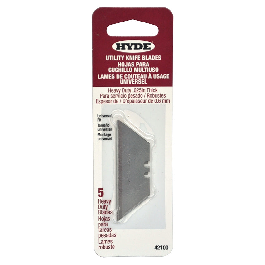 .025"  HYDE HD UTILITY KNIFE BLADE 5-PK 42100