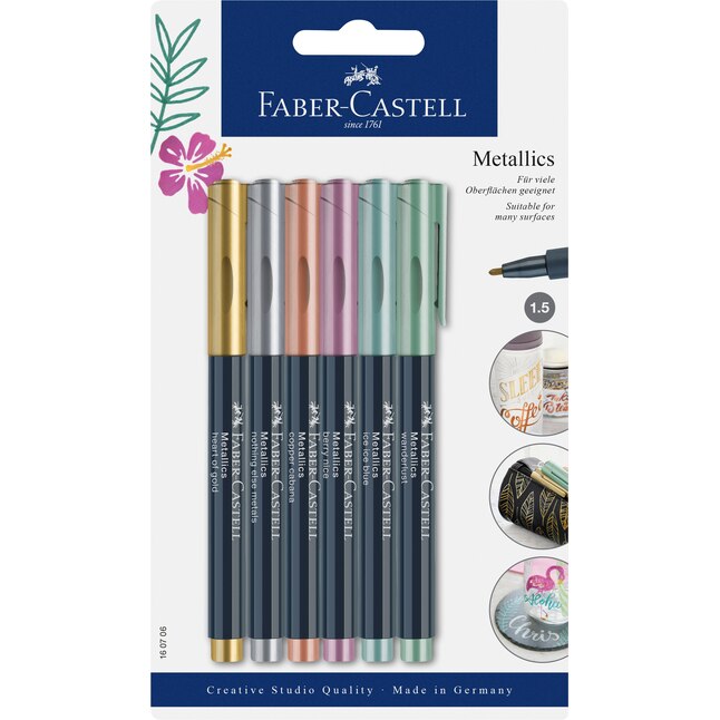 Faber-Castell Metallic Markers Set of 6 - 20445564, HSN