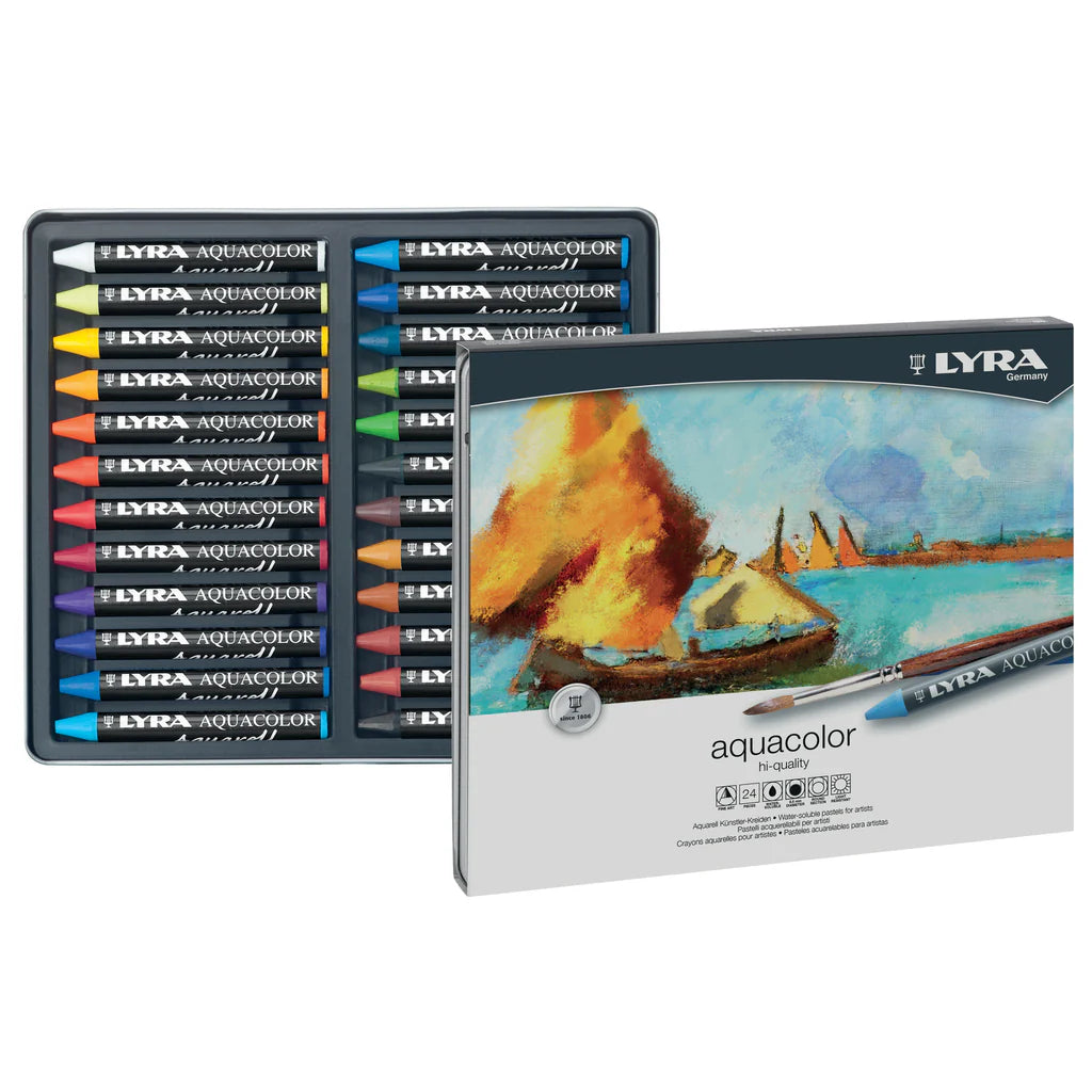 LYRA Aquacolor Water-Soluble Wax Pastels 24 Count