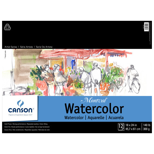 Canson Artist Series Montval Watercolor Pad, 18in x 24in, 12 Sheets