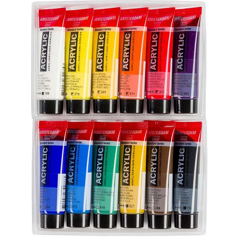 Amsterdam Standard Series Acrylic Paint Set, 12 - Colors - Guiry's