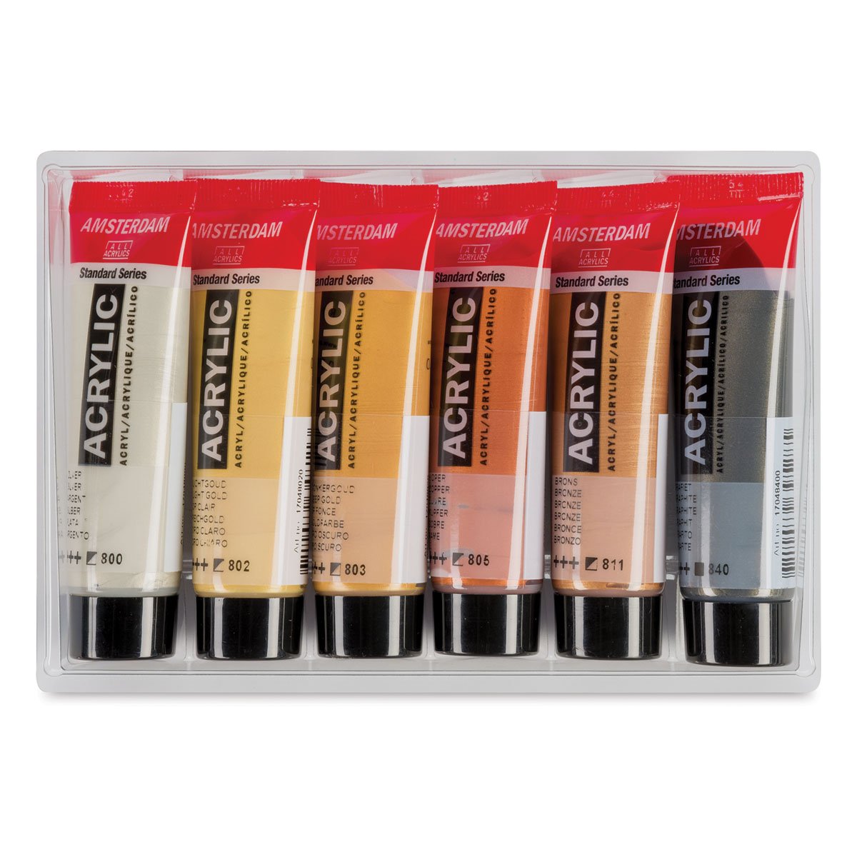 Amsterdam Standard Series Acrylic Paint Set, 20ml, 6 - Colors, Metallic - Guiry's