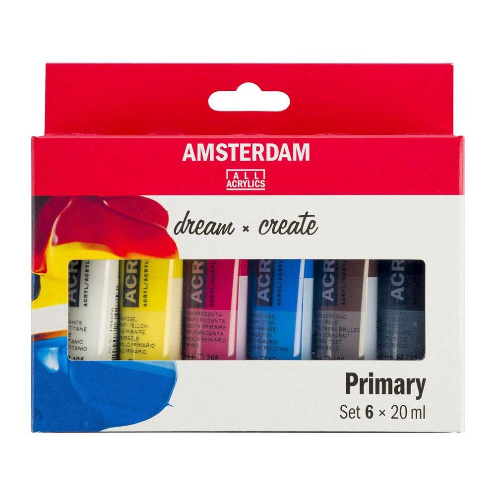 Amsterdam Standard Series Acrylic Paint Set, 20ml, 6 - Colors, Primary - Guiry's