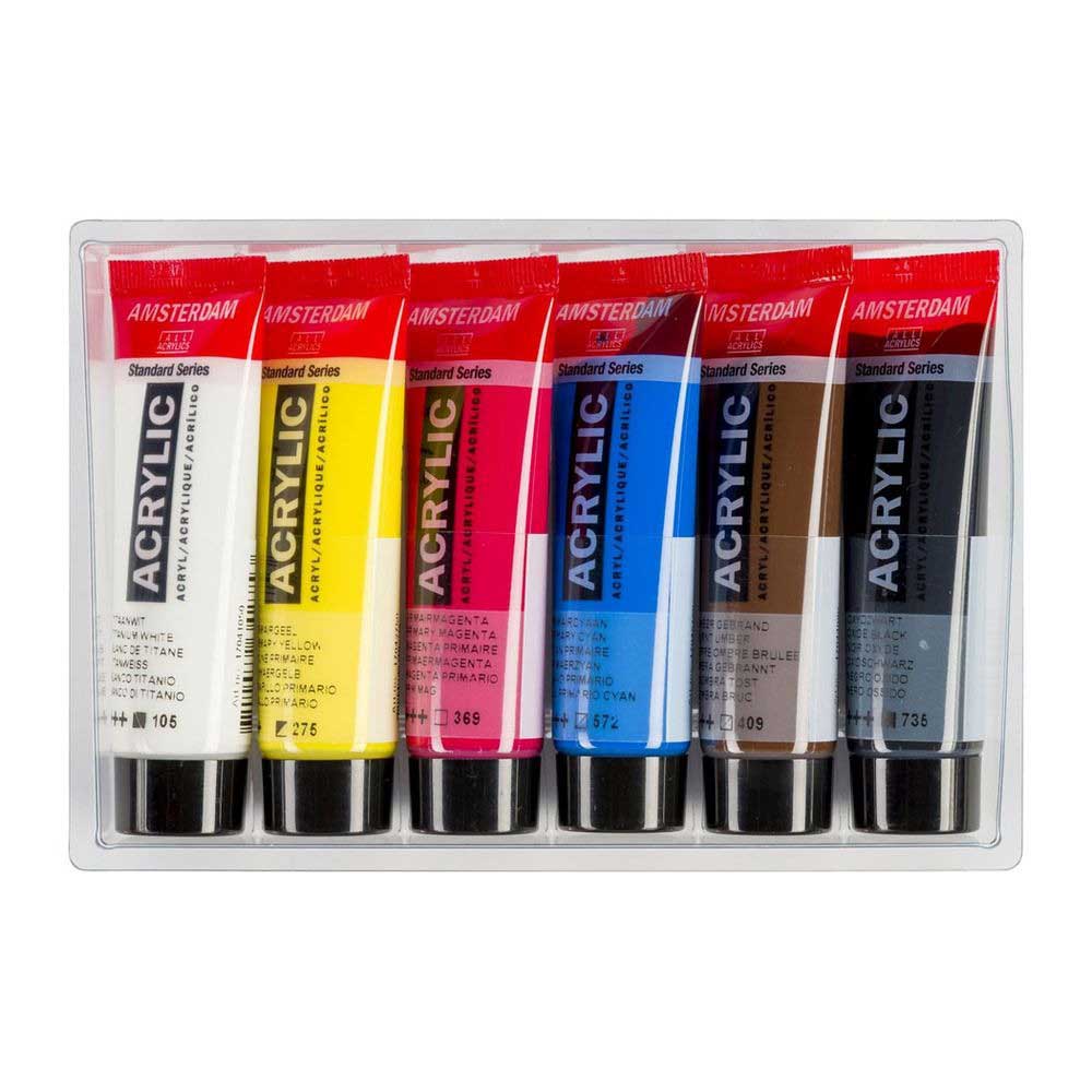 Amsterdam Standard Series Acrylic Paint Set, 20ml, 6 - Colors, Primary - Guiry's