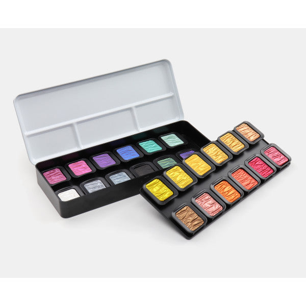 Finetec Watercolor Metal Tin Set, 24-Colors, Pearlescent Colorful Set