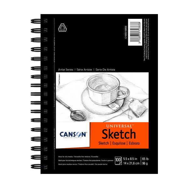 Canson Universal Heavy - Weight Sketch Pad, 100 Sheets/Pad, 5 - 1/2" x 8 - 1/2" - Guiry's