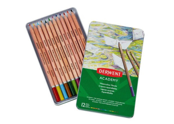 Derwent Academy Watercolor Pencil Set, 12 - Color Tin Set - Guiry's