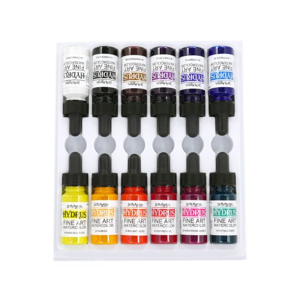 Dr. Ph. Martin's Hydrus Fine Art Watercolor Set #1, 12 - Colors, .5 oz. Bottles - Guiry's