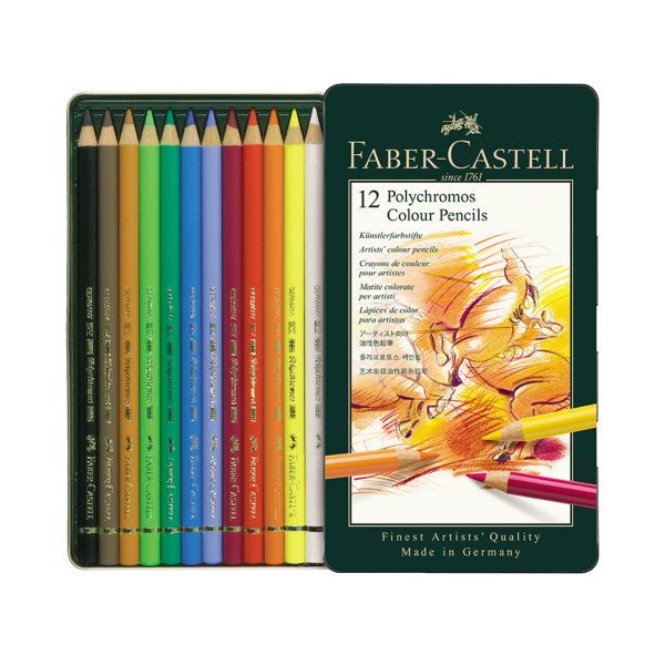 Faber - Castell Polychromos Colored Pencil Tin Set, 12 - Colors - Guiry's