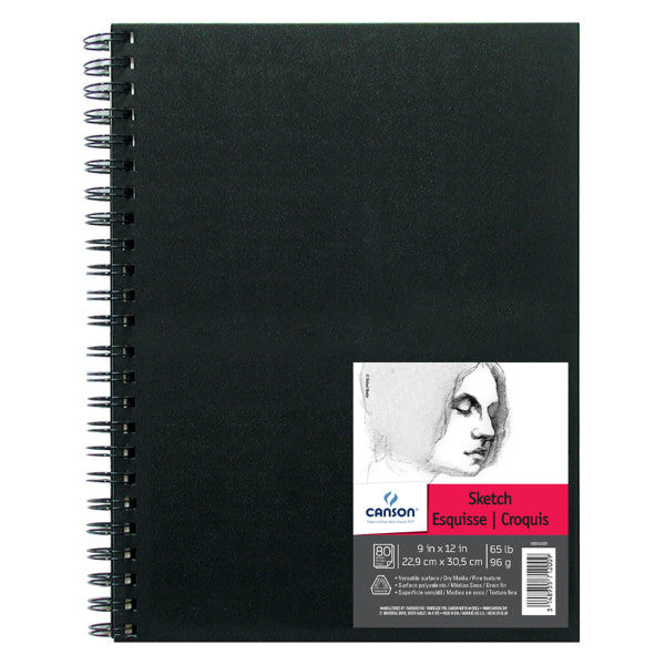 Canson Artist Series Wirebound Sketch Book, 80 Sheets, 9" x 12"