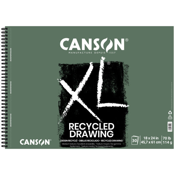 Canson XL Recycled Drawing Pad, 18 in x 24 in, 30 Sheets/Pad