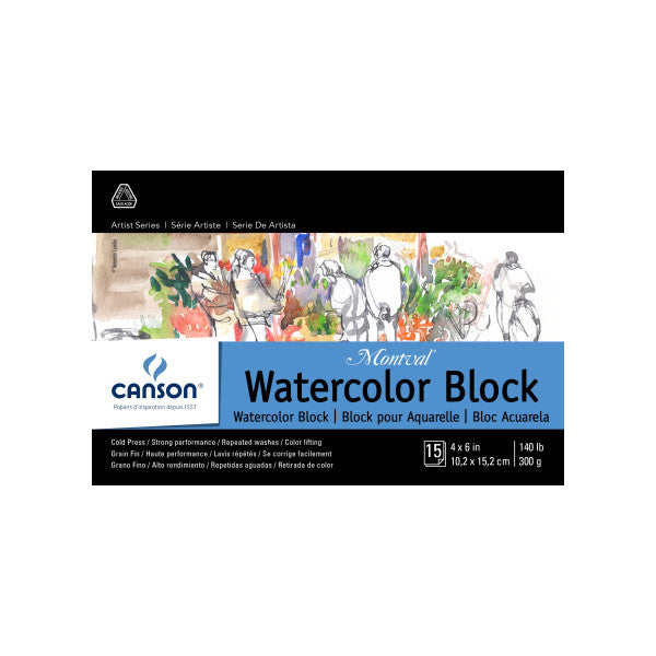 Canson Artist Series Montval Watercolor Block, 4" x 6", 15 Sheets (Postcard Size)