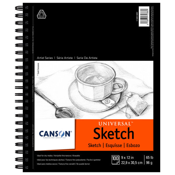 Canson Universal Heavy-Weight Sketch Pad, 9" x 12", 100 Sheets/Pad