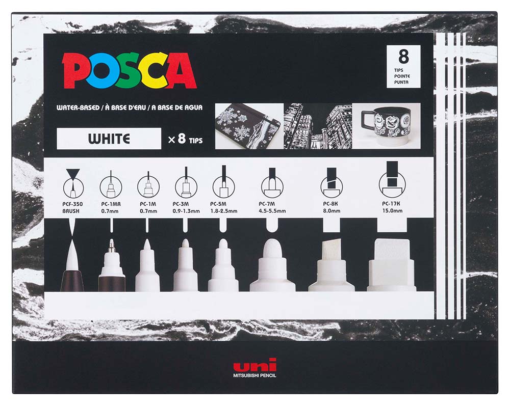 Posca All White Set 8pc - Guiry's