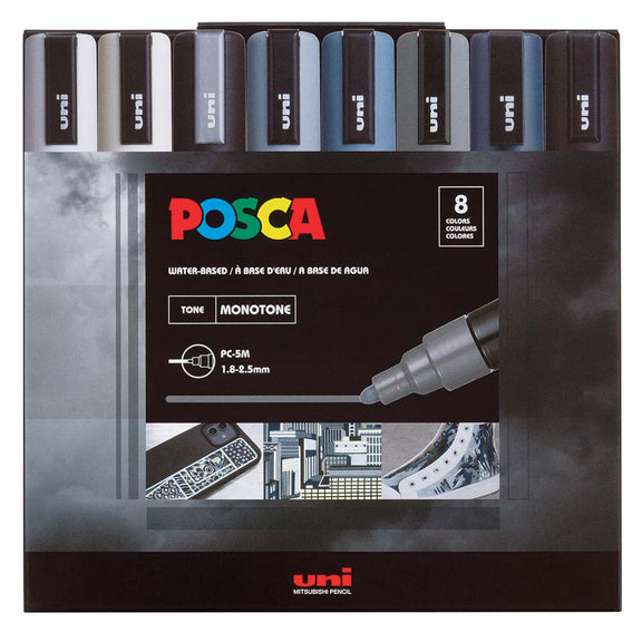 Posca PC - 5M Monotone Set 8pc - Guiry's