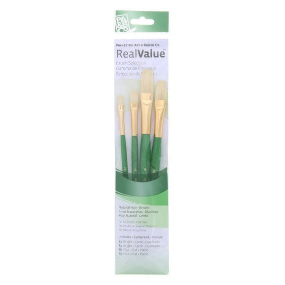 Princeton Brush Real Value 4 - Brush Bristle Brush Set, Bright 2, 4, Flat 6, 8 - Guiry's