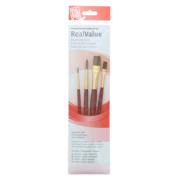 Princeton Brush Real Value 4 - Brush Camel Hair Brush Set, Round 2, 6, Wash 1/4, 1/2 - Guiry's