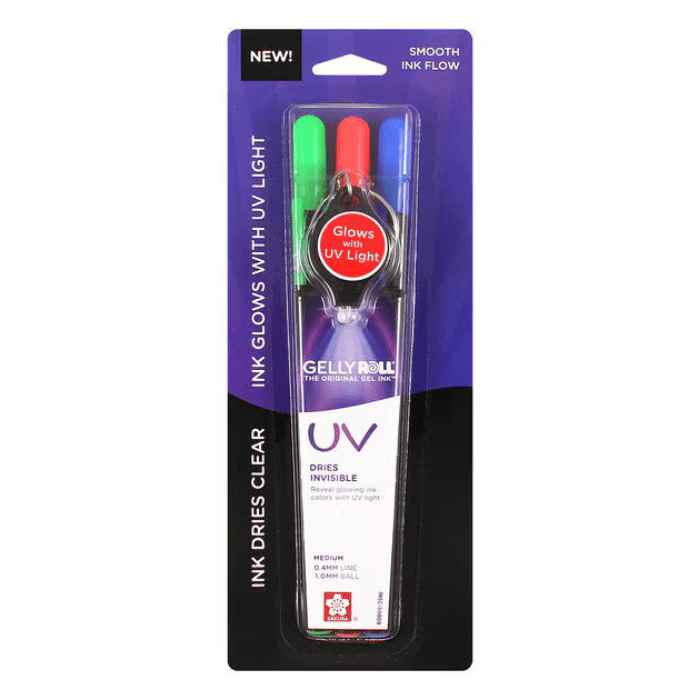 Sakura 3ct Gelly Roll UV Light Red Blue & Green Pen Set - Guiry's