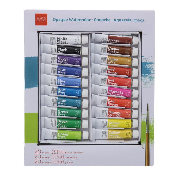 Savoir - Faire Opaque Watercolor Gouache Set, 20 - Colors - Guiry's