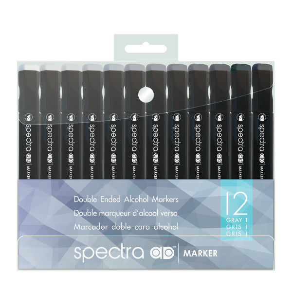 Chartpak Spectra AD Marker Set, 12-Colors, Cool Gray